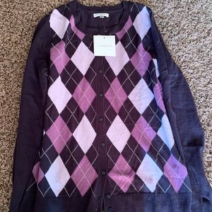 Argyle cardigan M NWT